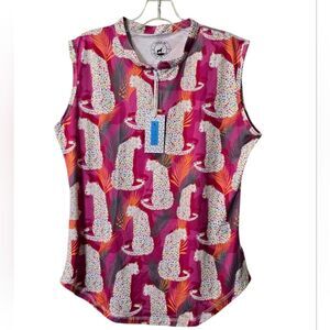 Proud 90 Leopard Print Sleeveless Golf Top Size XL pink Orange